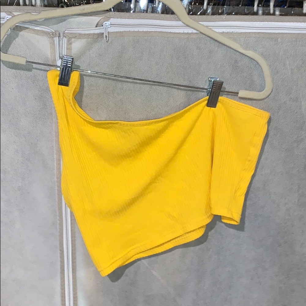 Fashion Nova Yellow One Shoulder Top